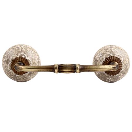 White Flower Crackle Ceramic Bridge Handle